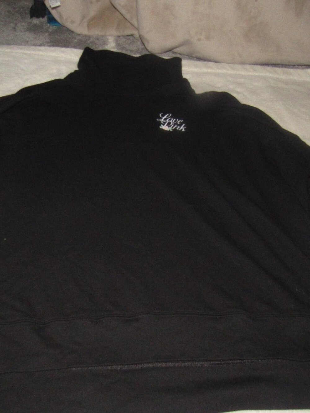 Victoria's Secret PINK Black Funnel Neck Top  Size Large USED